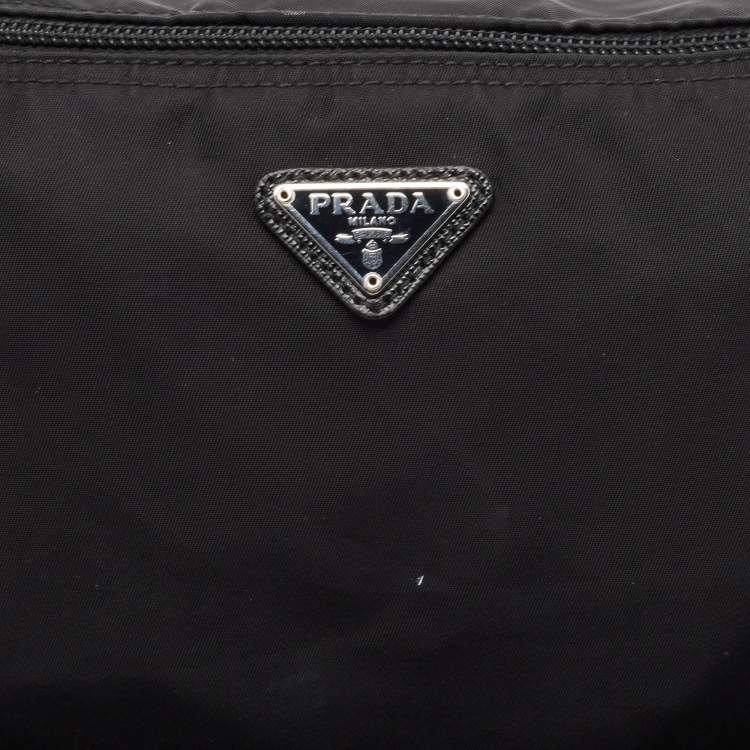 Pre Owned Prada Black Nylon Logo Zip Pouch