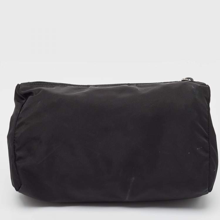 Pre Owned Prada Black Nylon Logo Zip Pouch