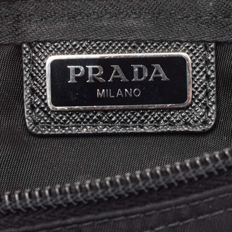 Pre Owned Prada Black Nylon Logo Zip Pouch