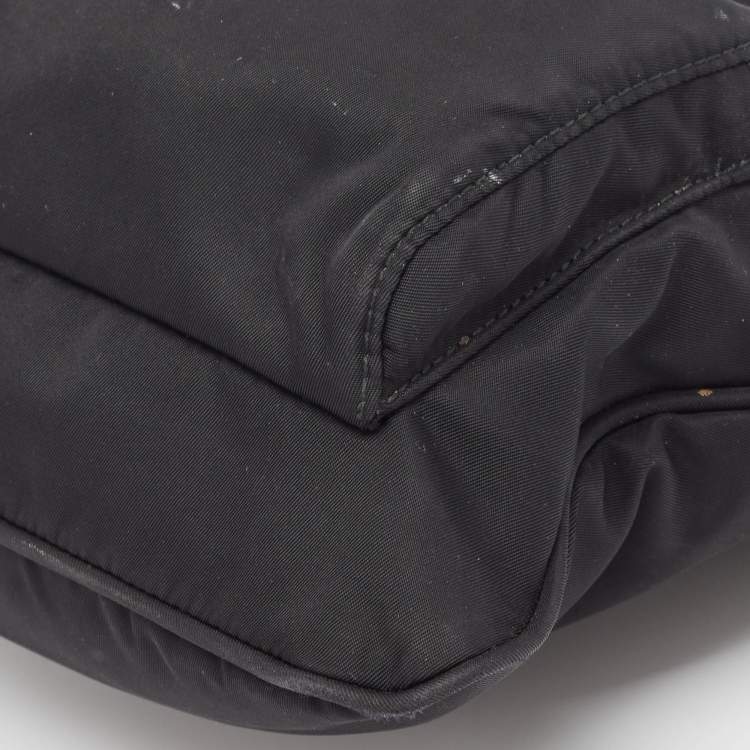 Pre Owned Prada Black Tessuto Nylon Front Pocket Messenger Bag