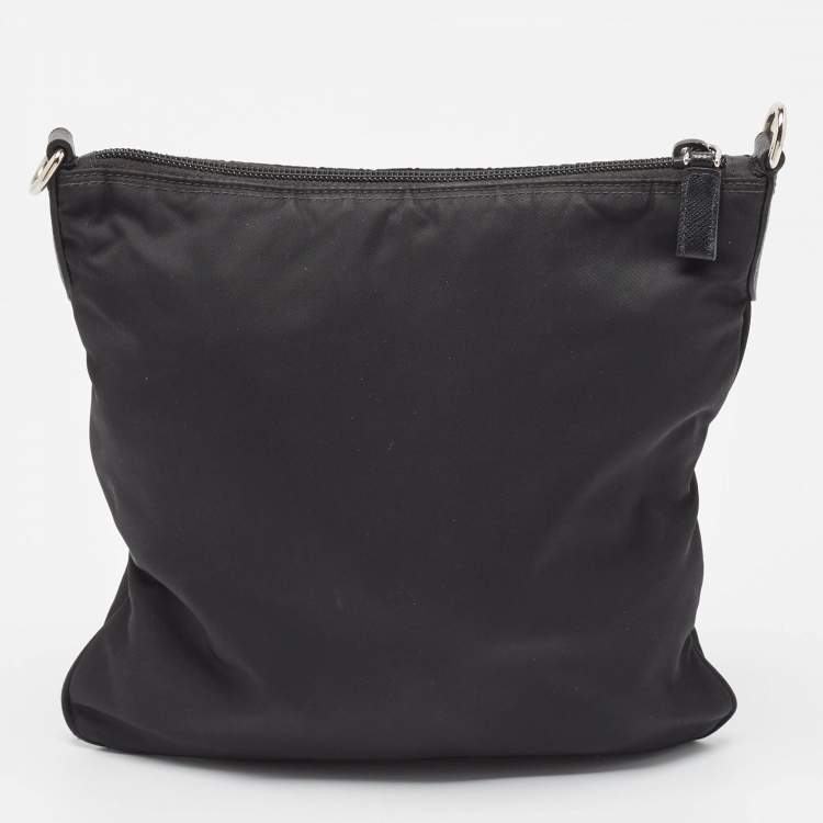 Pre Owned Prada Black Tessuto Nylon Front Pocket Messenger Bag