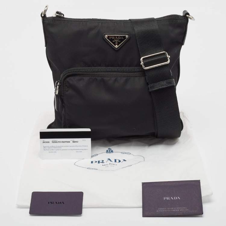 Pre Owned Prada Black Tessuto Nylon Front Pocket Messenger Bag