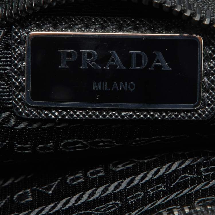 Pre Owned Prada Black Re-Nylon and Saffiano Leather Messenger Bag