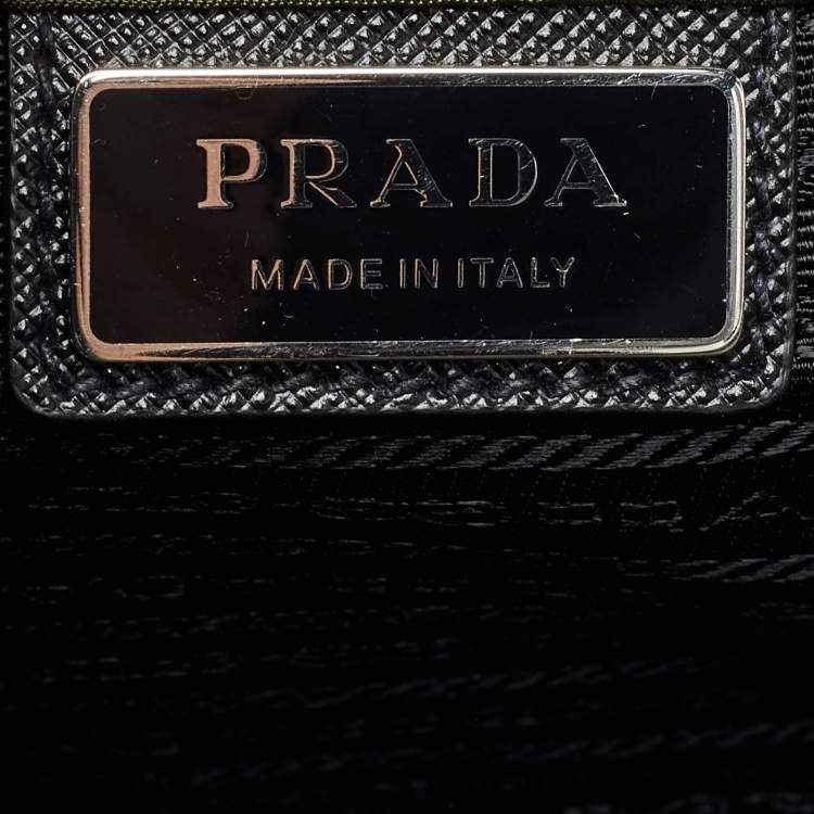 Pre Owned Prada Green/Black Nylon and Leather Buckle Flap Messenger Bag