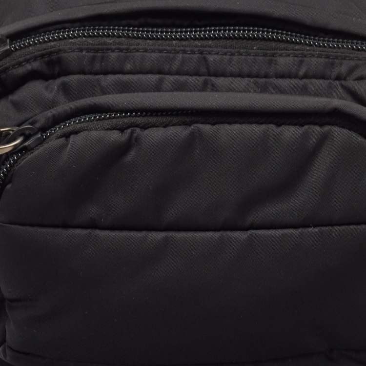 Pre Owned Prada Black Leather and Nylon Racing Logo Sling Backpack