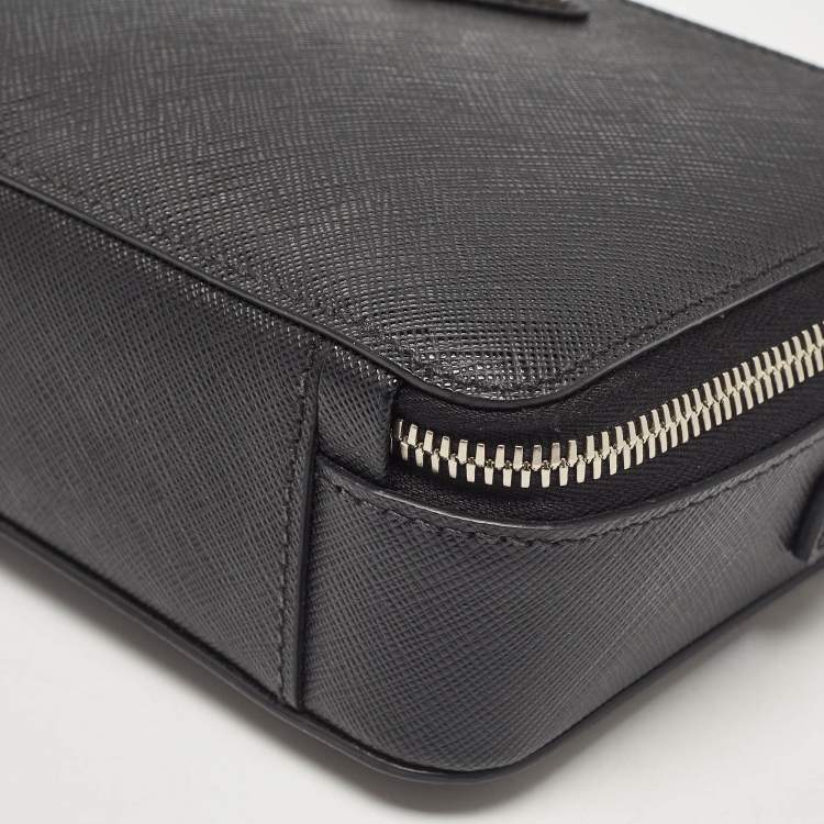 Pre Owned Prada Black Saffiano Leather Brique Crossbody Bag