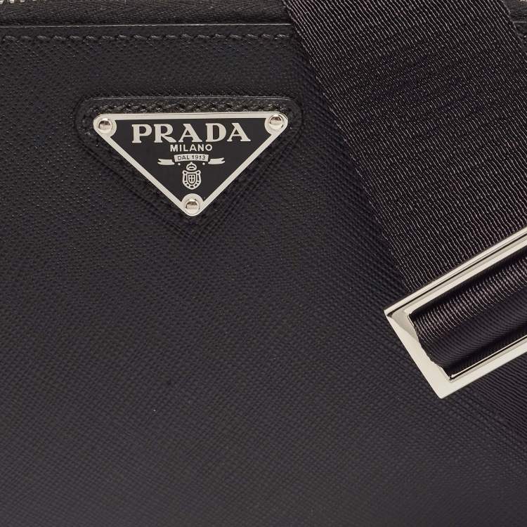 Pre Owned Prada Black Saffiano Leather Brique Crossbody Bag