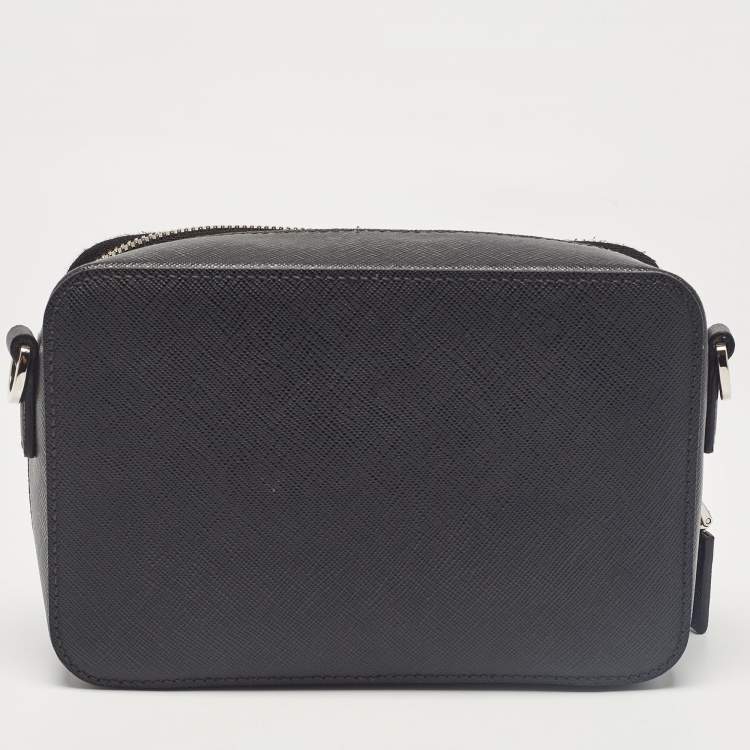 Pre Owned Prada Black Saffiano Leather Brique Crossbody Bag