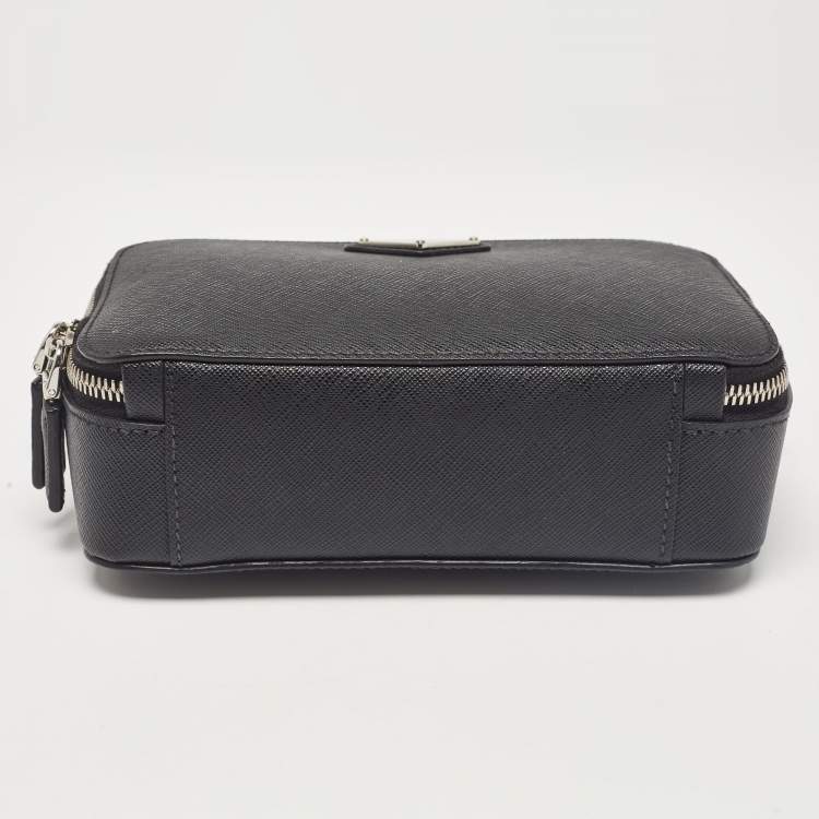 Pre Owned Prada Black Saffiano Leather Brique Crossbody Bag