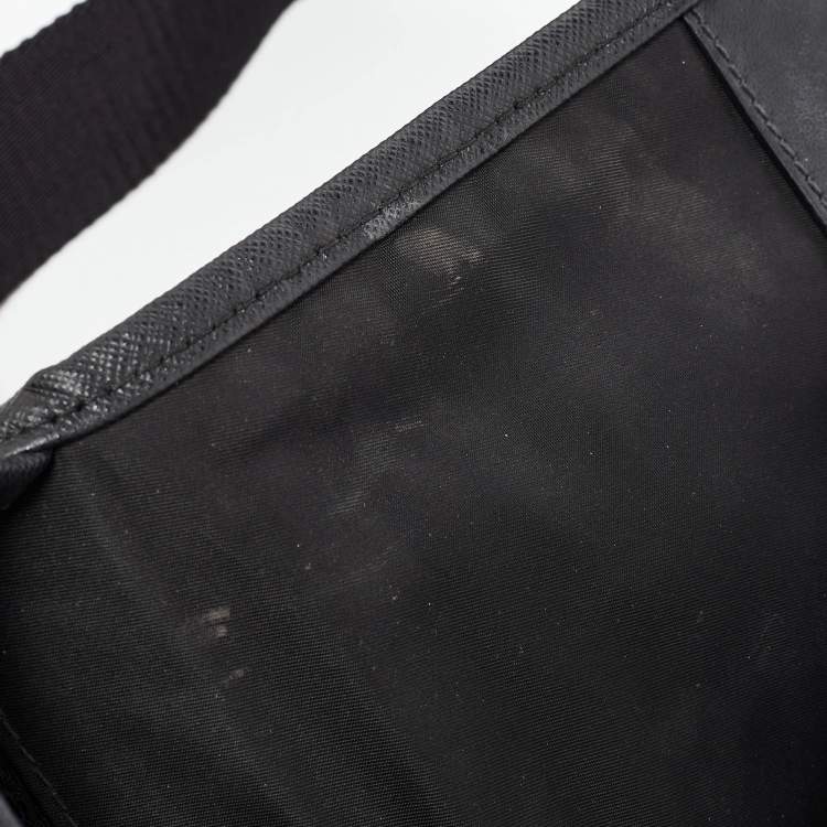 Pre Owned Prada Black Re-Nylon and Saffiano Leather Shoulder Bag