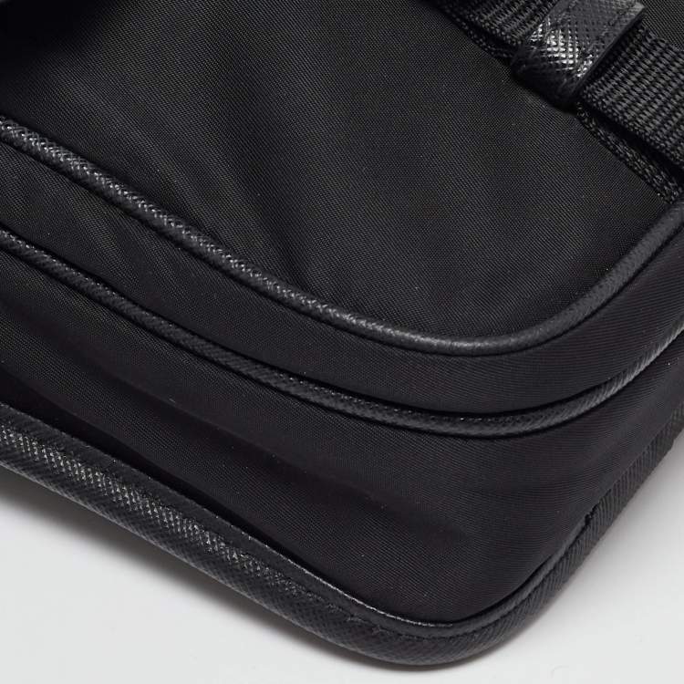 Pre Owned Prada Black Re-Nylon and Saffiano Leather Shoulder Bag
