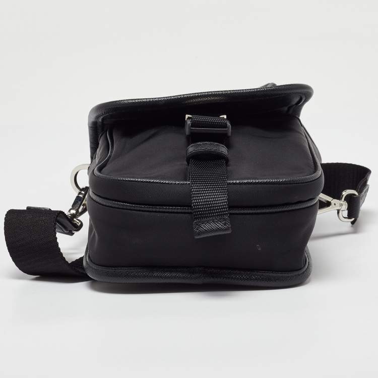 Pre Owned Prada Black Re-Nylon and Saffiano Leather Shoulder Bag