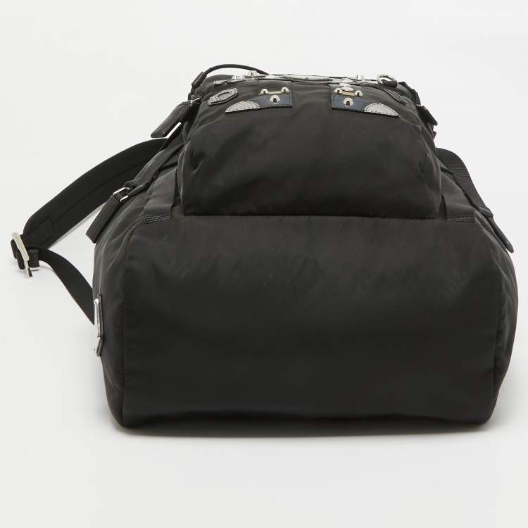 Pre Owned Prada Black Nylon Robot Drawstring Backpack