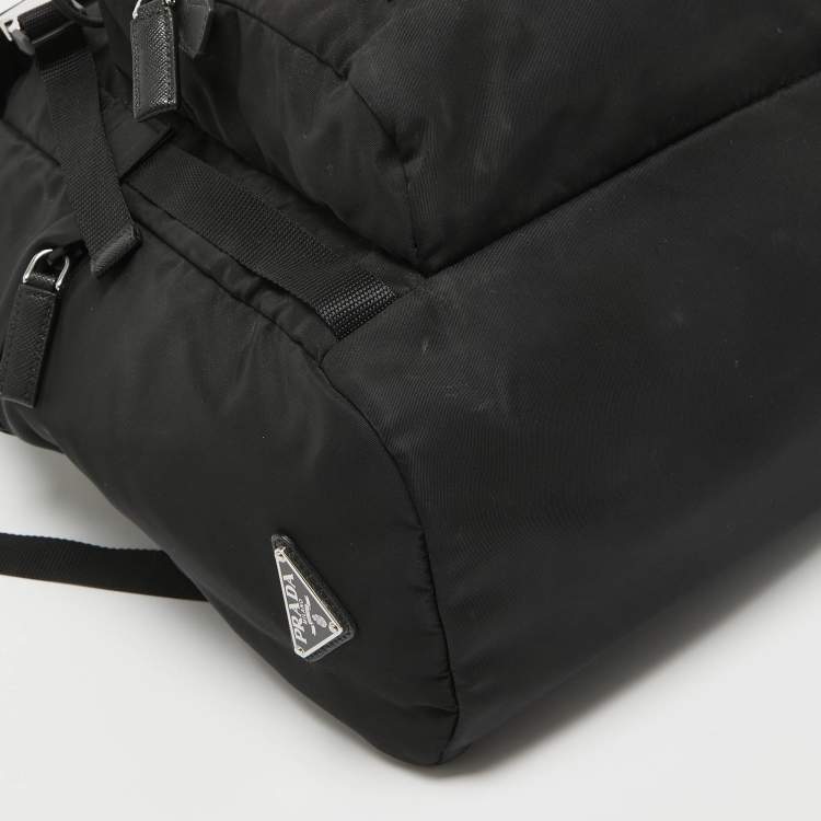 Pre Owned Prada Black Nylon Robot Drawstring Backpack