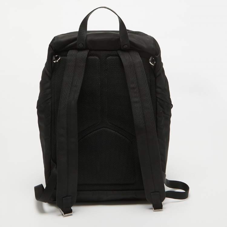 Pre Owned Prada Black Nylon Robot Drawstring Backpack