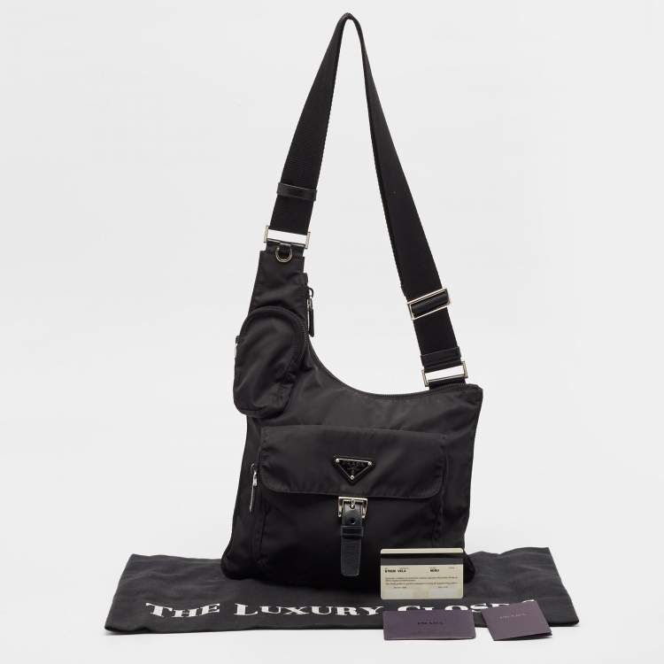 Pre Owned Prada Black Nylon Pocket Crossbody Bag