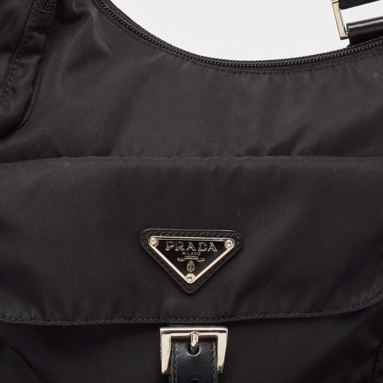 Pre Owned Prada Black Nylon Pocket Crossbody Bag