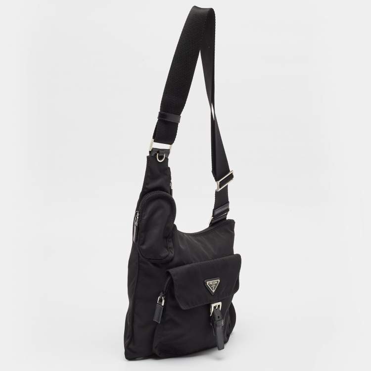 Pre Owned Prada Black Nylon Pocket Crossbody Bag