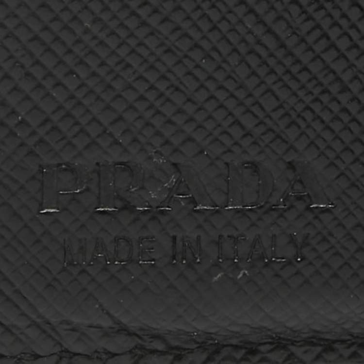 Pre Owned Prada Black/Green Leather and Croc Logo Bifold Wallet