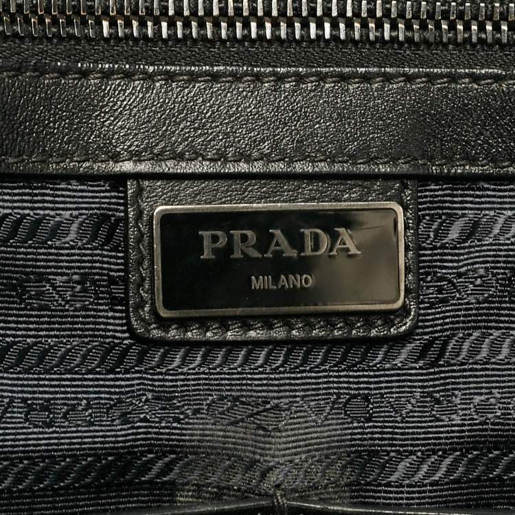 Pre Owned Prada Black Leather Weekender Bag