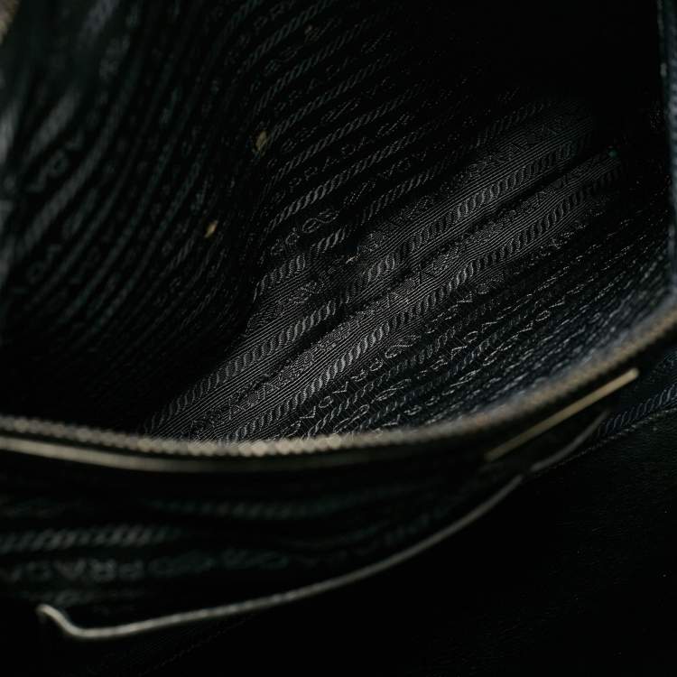 Pre Owned Prada Black Leather Weekender Bag