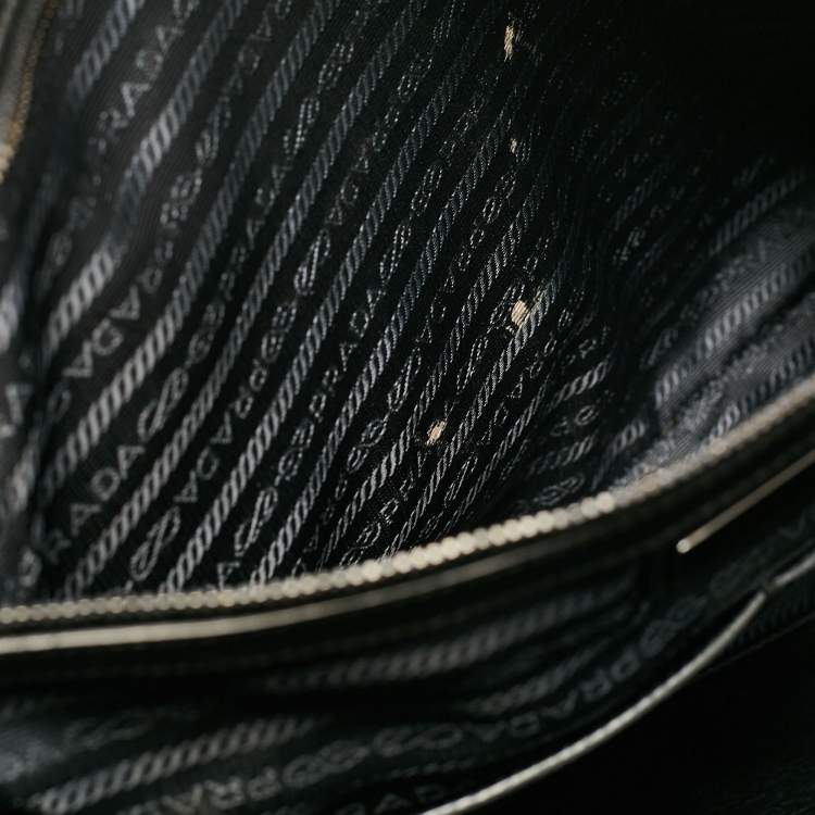 Pre Owned Prada Black Leather Weekender Bag