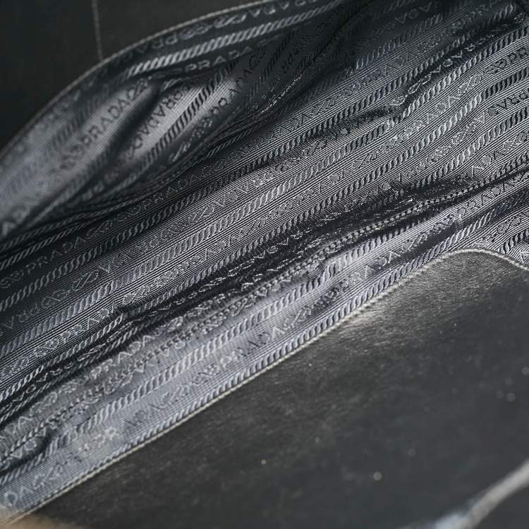 Pre Owned Prada Black Leather Weekender Bag