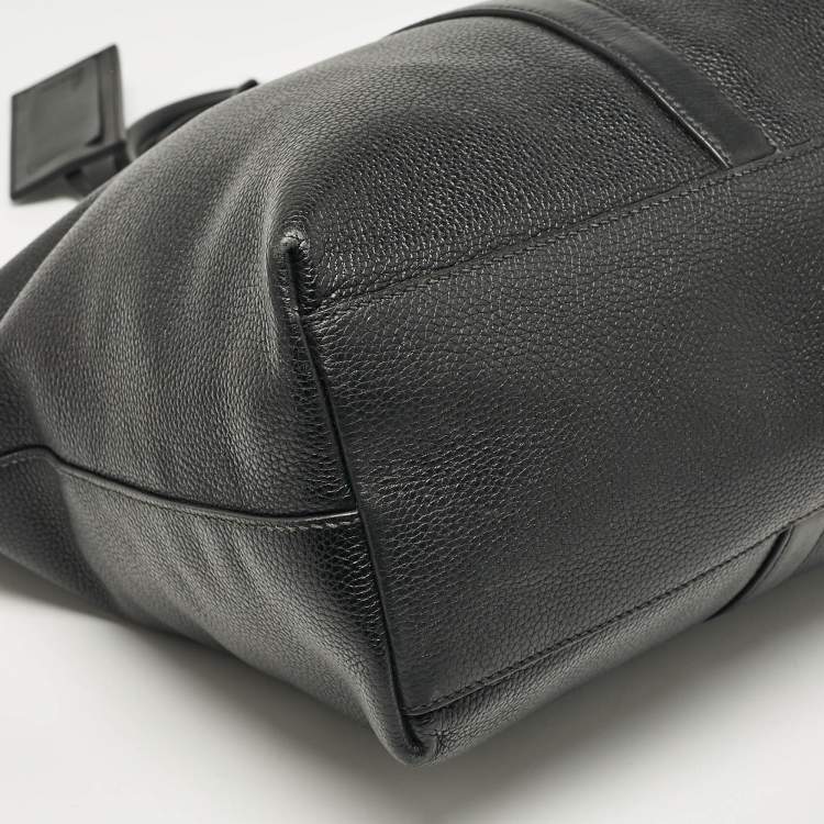 Pre Owned Prada Black Leather Weekender Bag