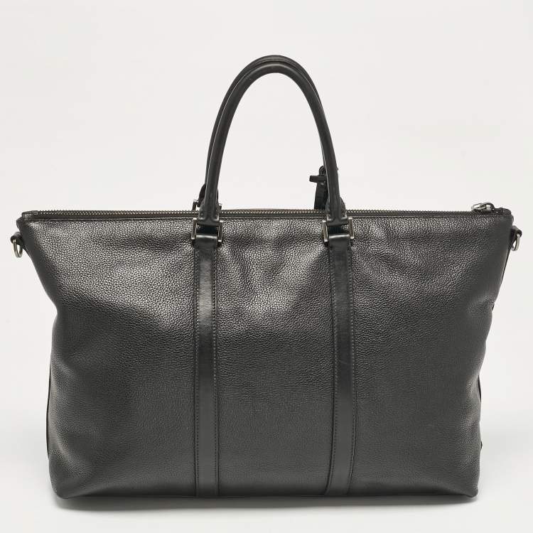 Pre Owned Prada Black Leather Weekender Bag