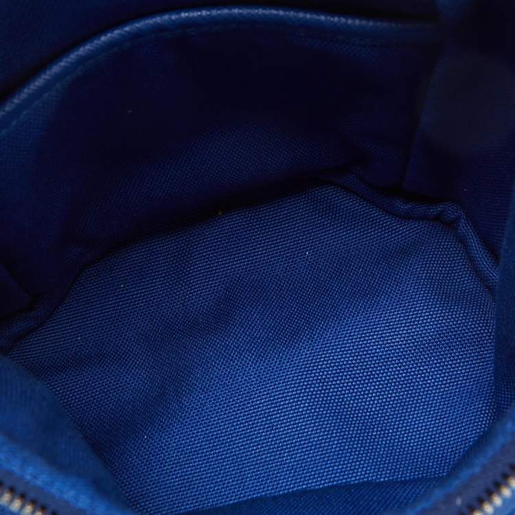 Pre Owned Prada Blue Canvas Triangle Logo Crossbody Bag