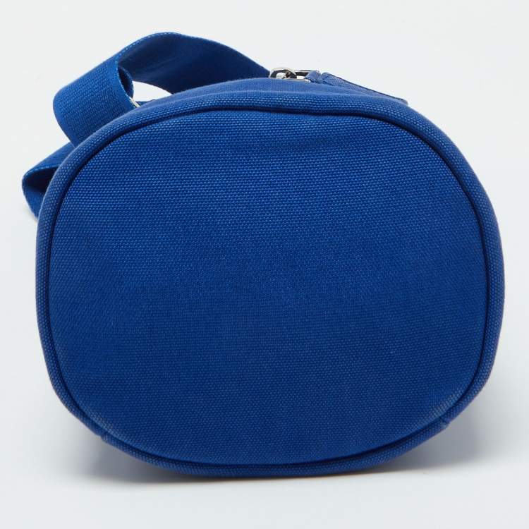 Pre Owned Prada Blue Canvas Triangle Logo Crossbody Bag