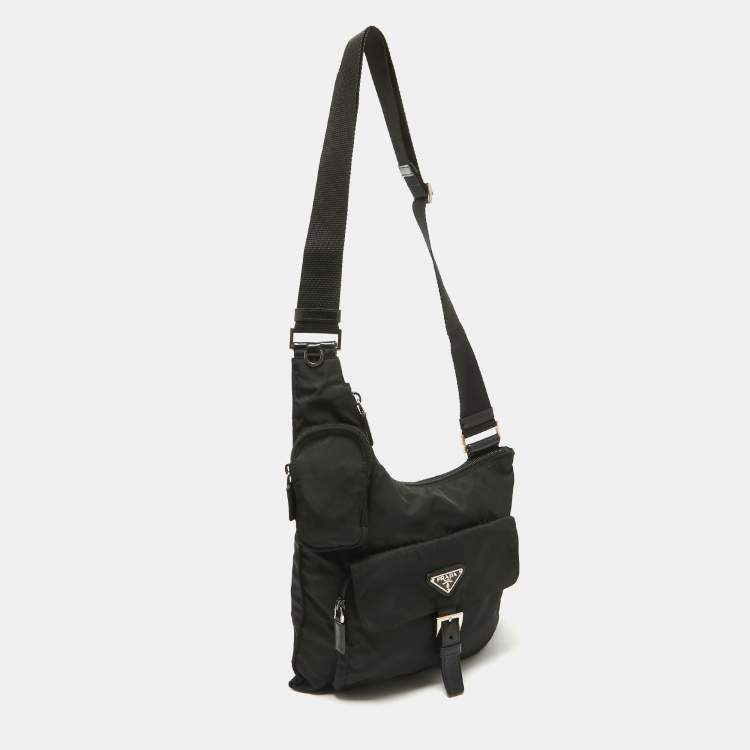 Pre Owned Prada Black Nylon Pocket Crossbody Bag