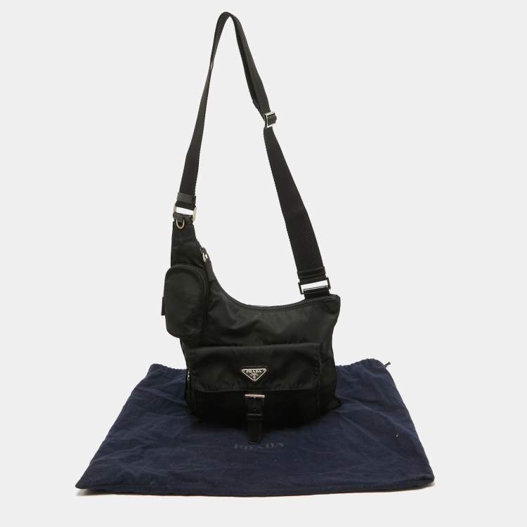 Pre Owned Prada Black Nylon Pocket Crossbody Bag