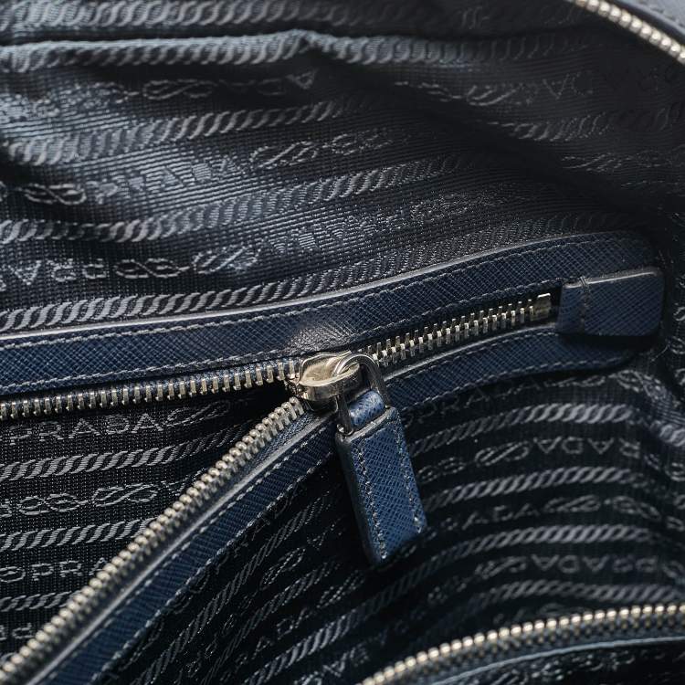 Pre Owned Prada Navy Blue Saffiano Leather Briefcase