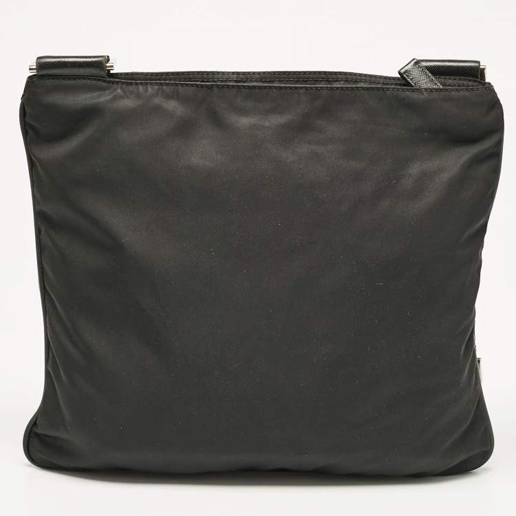 Pre Owned Prada Black Nylon Flat Messenger Bag