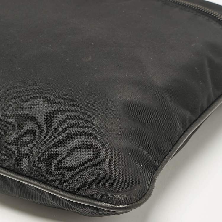 Pre Owned Prada Black Nylon Flat Messenger Bag