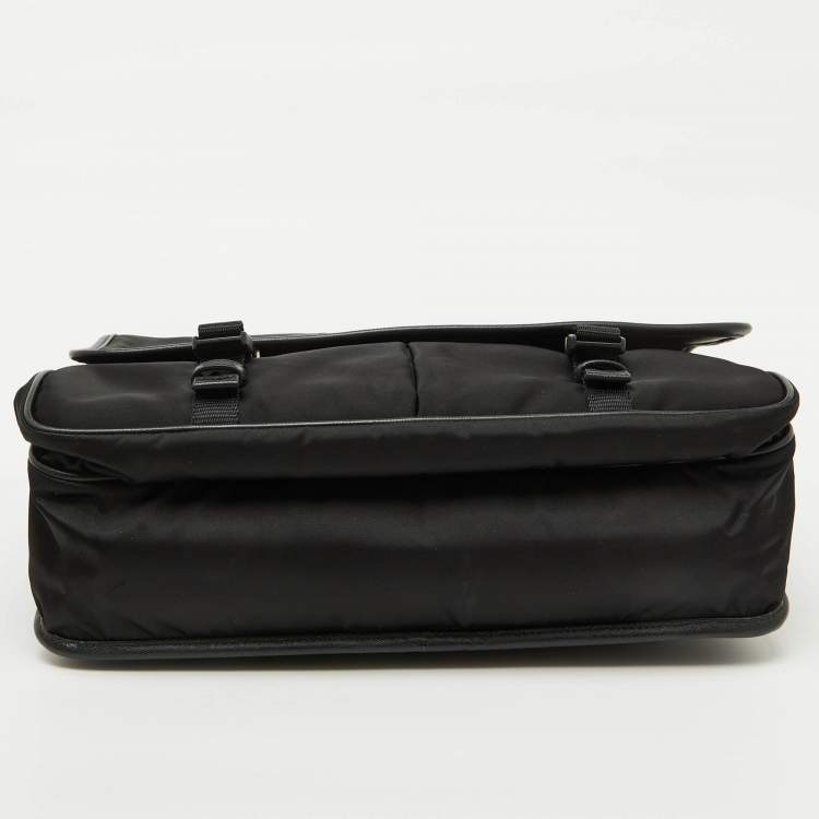 Pre Owned Prada Black Nylon Flap Messenger Bag