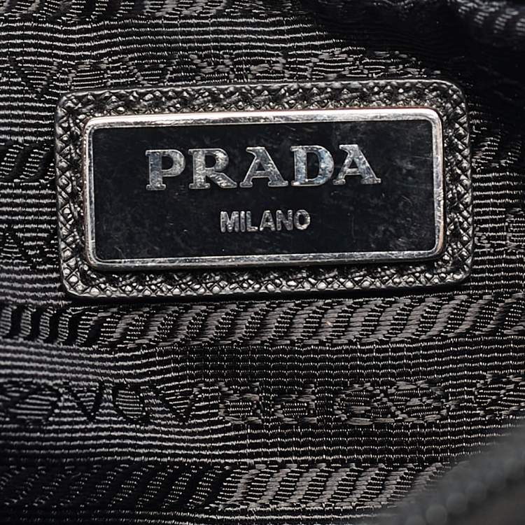 Pre Owned Prada Black Leather and Nylon Front Pocket Belt Bag