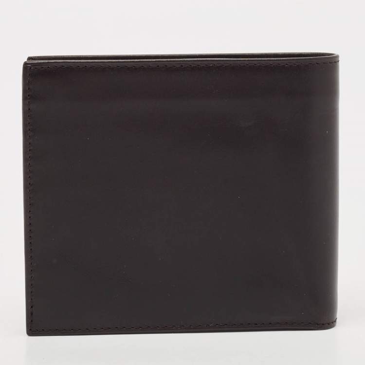 Pre Owned Prada Dark Brown Vitello Sport Leather Bifold Wallet