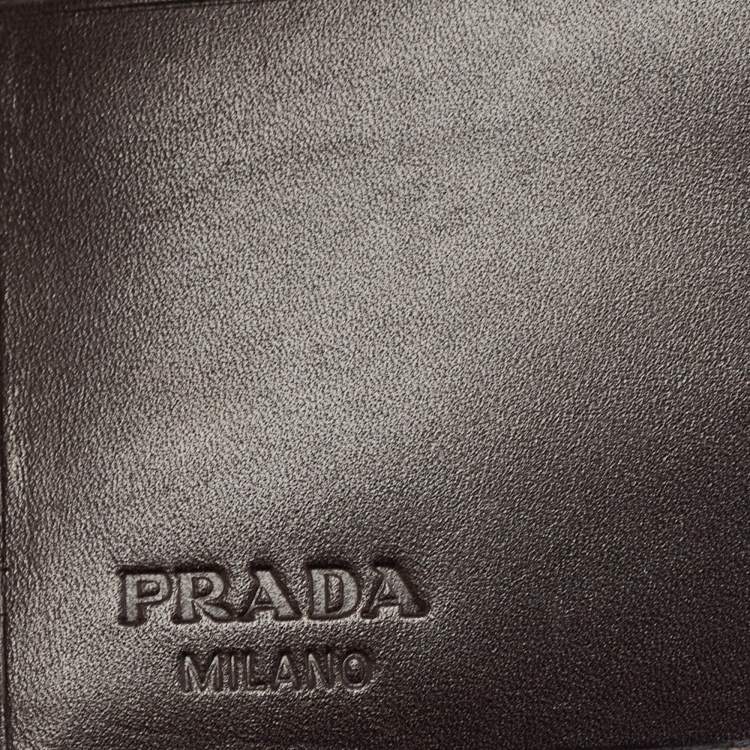 Pre Owned Prada Dark Brown Vitello Sport Leather Bifold Wallet