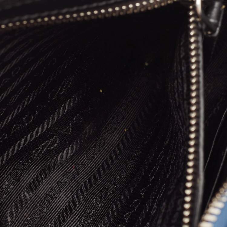 Pre Owned Prada Blue Saffiano Travel Leather and Alligator Clutch