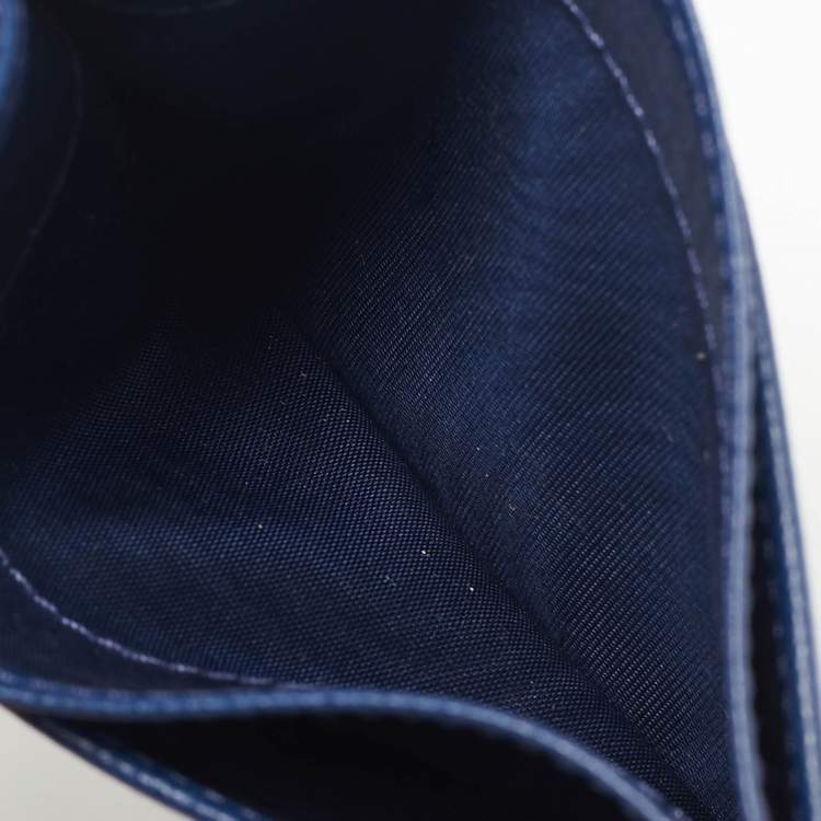 Pre Owned Prada Navy Blue Saffiano Metal Leather Logo Card Holder
