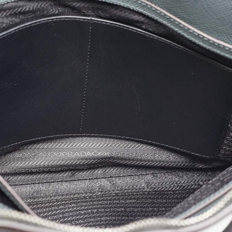 Pre Owned Prada Grey Saffiano Leather Slim Briefcase