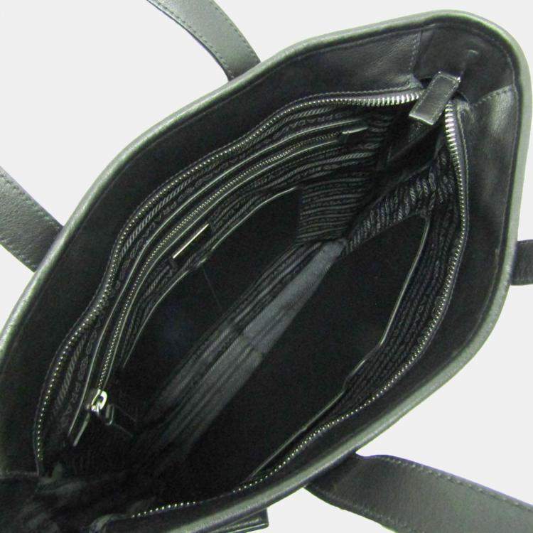 Pre Owned Prada Leather Shoulder Bag Black