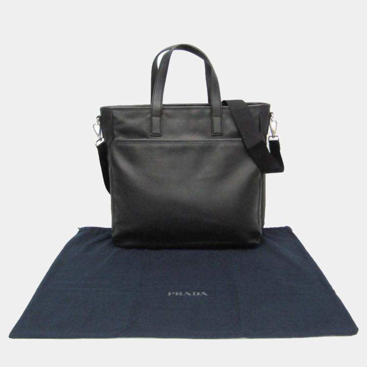 Pre Owned Prada Leather Shoulder Bag Black