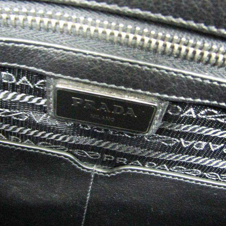 Pre Owned Prada Leather Shoulder Bag Black