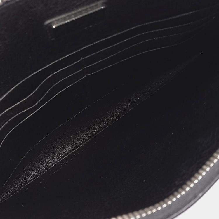 Pre Owned Prada Black Red Leather Saffiano Clutch Bag