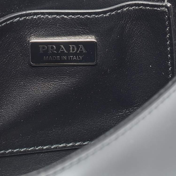 Pre Owned Prada Black Brushed Leather Flap Crossbody Bag