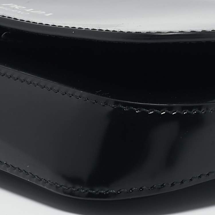 Pre Owned Prada Black Brushed Leather Flap Crossbody Bag