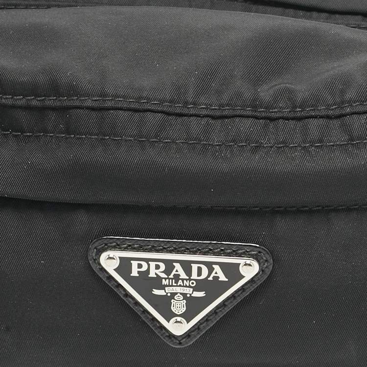 Pre Owned Prada Black Nylon Double Zip Belt Bag